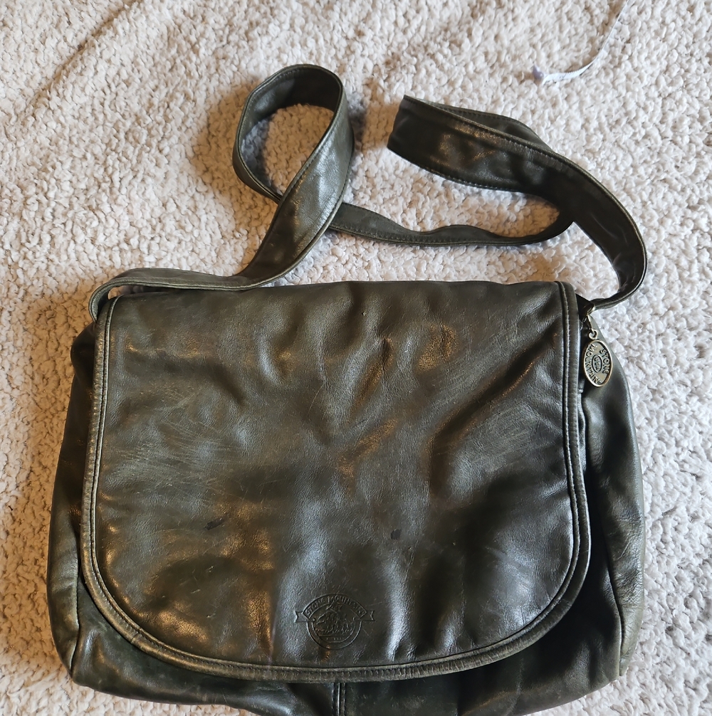 Stone Mountain Leather Messenger Bag - Dark Green